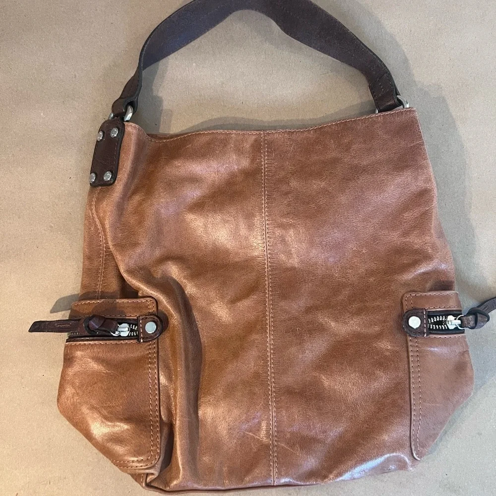 Tano Original Bag Check Bucket Tan Genuine Leather Multiple Pocket Hobo Shoulder
